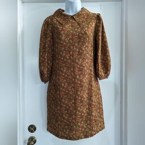 Code x mode floral granny core Pointed Collar dress Mod Mid Century 60's